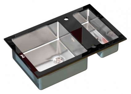 Мойка кухонная Zorg Inox Glass GL-8051-2-BLACK черное стекло брашированная, прямоугольная, 80x51 см