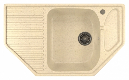 Мойка кухонная Mixline ML-GM24 бежевый матовая, многоугольная, с крылом, 78x49 см