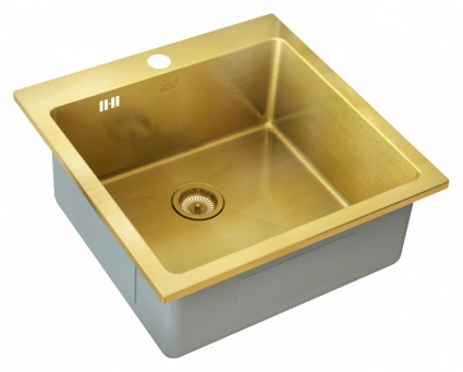 Мойка кухонная Zorg Inox Pvd SZR-51 GOLD брашированная, квадратная, 51x51 см