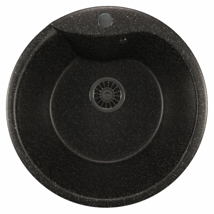 Мойка кухонная Mixline ML-GM12 черный матовая, круглая, 48.5x48.5 см