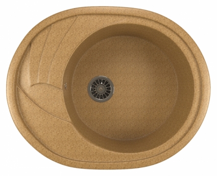 Мойка кухонная Mixline ML-GM17 песочный матовая, овальная, с крылом, 57x46.5 см