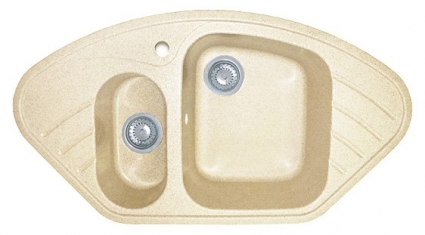 Мойка кухонная GranFest Corner GF-C960E бежевый многоугольная, с крылом, 96x51 см