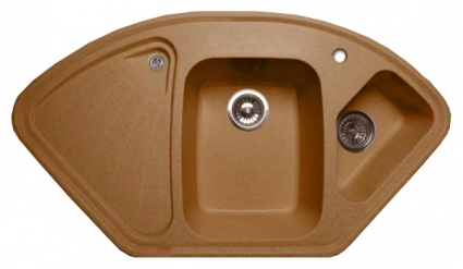 Мойка кухонная GranFest Corner GF-C1040E терракот многоугольная, с крылом, 104x57 см