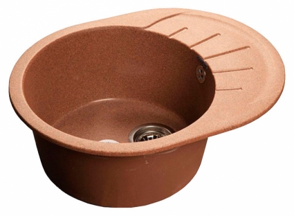 Мойка кухонная GranFest Rondo GF-R580L терракот овальная, с крылом, 58x45 см
