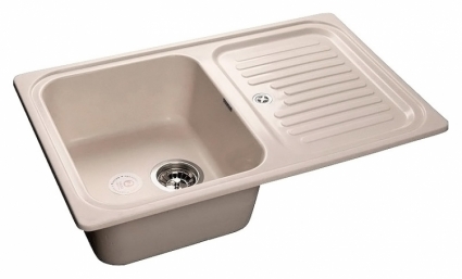 Мойка кухонная GranFest Standart GF-S780L белый прямоугольная, с крылом, 78x50 см