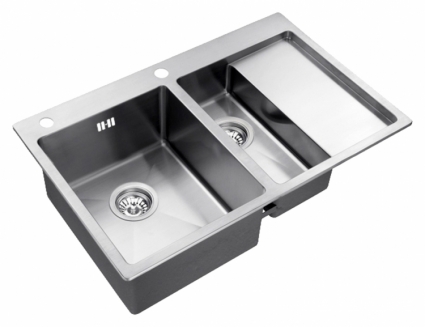 Мойка кухонная Zorg Inox RX RX-5178-2-L брашированная, прямоугольная, с крылом, 78x51 см