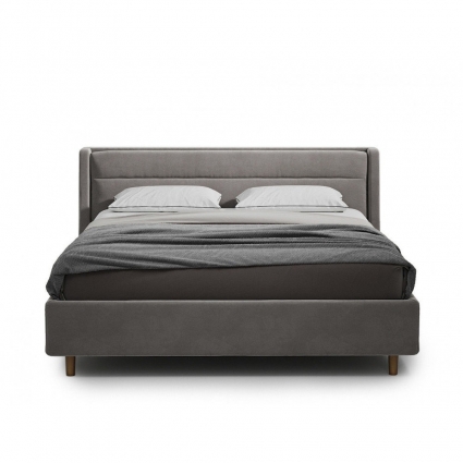 Кровать The IDEA Iris 160х200 серого цвета с изголовьем, без ящиков