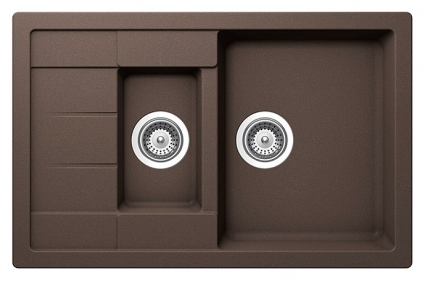Мойка кухонная Schock Aster 60D мокка матовая, прямоугольная, с крылом, 78x50 см