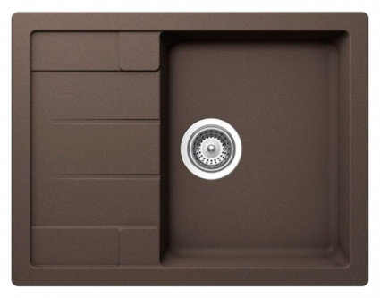 Мойка кухонная Schock Aster 45D мокка матовая, прямоугольная, с крылом, 65x50 см