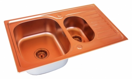 Мойка кухонная Zorg Inox Pvd SZR-780-2-480 COPPER матовая, прямоугольная, 78x48 см