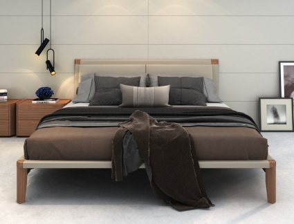 Кровать MOD INTERIORS Avila в серой экокоже 160х200 с изголовьем, без ящиков