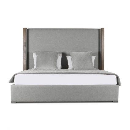 Кровать IdealBeds Berkley Winged Plain Wood 140х200 серого цвета с изголовьем, без ящиков