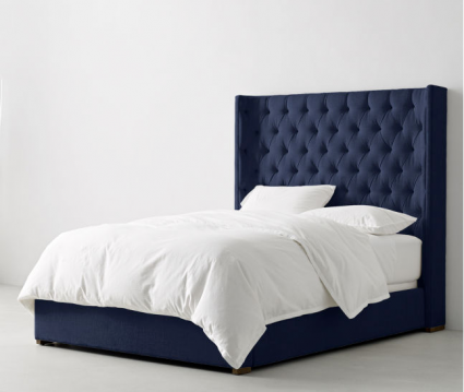 Кровать IdealBeds Zadie tufted 180х200 темно-синего цвета с изголовьем, без ящиков