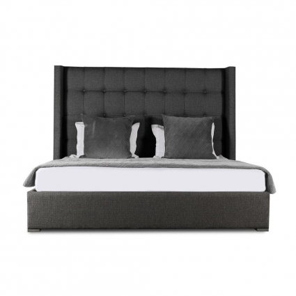 Кровать IdealBeds Berkley Box 160х200 серого цвета с изголовьем, без ящиков