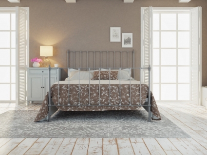 Кровать Dream Master Париж 140х200 серебряного цвета с изголовьем, без ящиков