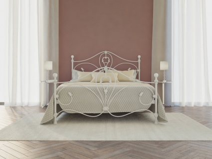 Кровать Dream Master Милания 140х200 бело-глянцевого цвета с изголовьем, без ящиков