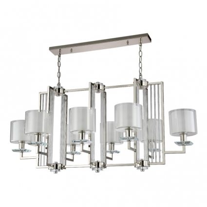 Подвесная люстра Crystal Lux Nicolas SP8 L1000 Nickel/White в стиле модерн, цвет белый