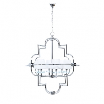 Подвесная люстра Lumina Deco Baltimore LDP 8020-6 CHR+WT в стиле модерн, цвет белый
