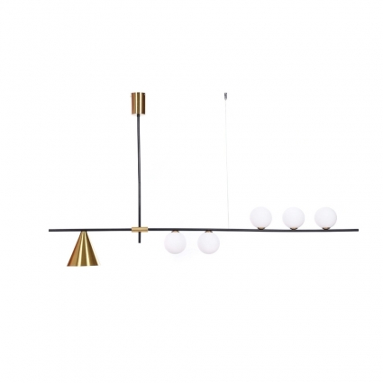 Подвесной светильник Lumina Deco Renzo LDP 6043-6 BK+MD в стиле лофт, цвет черный