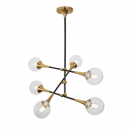 Подвесная люстра Lumina Deco Vivaldo LDP 6027-6 BK+MD в стиле модерн, цвет черный