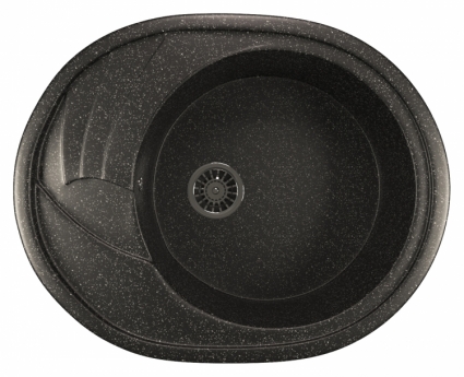 Мойка кухонная Mixline ML-GM17 черный матовая, овальная, с крылом, 57x46.5 см