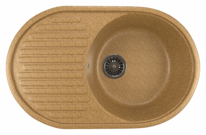 Мойка кухонная Mixline ML-GM16 песочный матовая, овальная, с крылом, 73.5x46.5 см