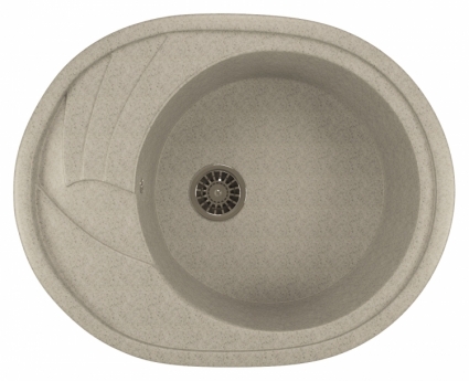 Мойка кухонная Mixline ML-GM17 серый матовая, овальная, с крылом, 57x46.5 см