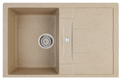 Мойка кухонная Whinstone Коралл 1B 1D бежевый прямоугольная, с крылом, 77x50 см