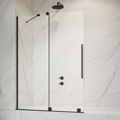 Шторка на ванну Radaway Furo Black PND II 180 L раздвижная, стекло прозрачное