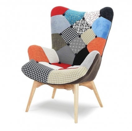 Кресло E-style Phyllis patchwork с принтом лоскутный микс, для отдыха, с подлокотниками