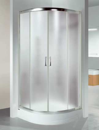 Душевой уголок Sanplast KP4/TX4 800x800x1850 стекло кора, профиль серебряный блестящий, четверть круга, двери раздвижные