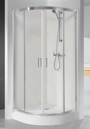 Душевой уголок Sanplast KP4/TX4 800x800x1850 стекло чистое W0, профиль серебряный блестящий, четверть круга, двери раздвижные