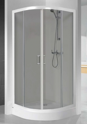 Душевой уголок Sanplast KP4/TX4 800x800x1850 стекло графит, профиль белый, четверть круга, двери раздвижные