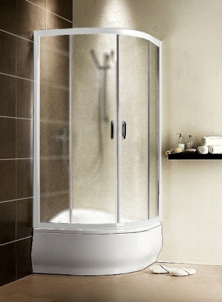 Душевой уголок Sanplast kpl-KP4/Kabro 800x800x2020 стекло кора CR, профиль белый, четверть круга, двери раздвижные