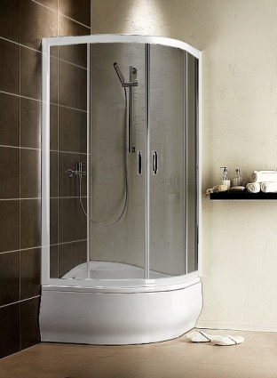 Душевой уголок Sanplast kpl-KP4/Kabro 800x800x2020 стекло графит GY, профиль белый, четверть круга, двери раздвижные