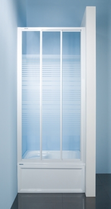 Душевая дверь в нишу Sanplast DTR (800-850)x1850 стекло W4 полоски раздвижная, профиль белый