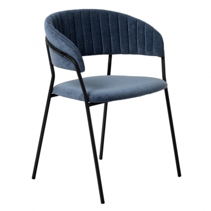 Стул bradexhome Turin синего цвета с чёрными ножками, 56x51x78 см,  стиль скандинавский
