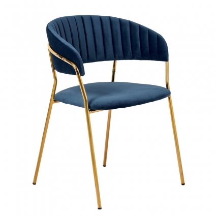 Стул bradexhome Turin темно-синего цвета с золотыми ножками, 56x51x78 см,  стиль скандинавский