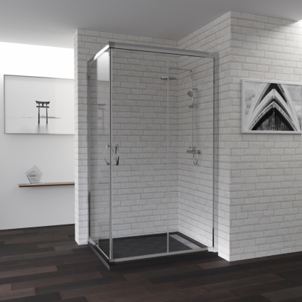 Душевой уголок RGW Passage PA-46 1200x800x1850 профиль хром, стекло чистое, прямоугольный, двери раздвижные