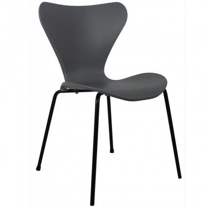 Стул bradexhome Seven серый с чёрными ножками, 49x51x80 см,  стиль современный