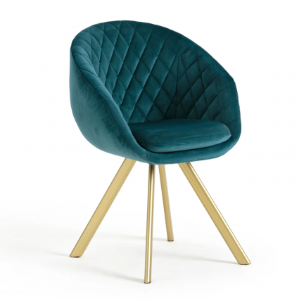 Стул La Redoute Luxore синего цвета 55x59x78 см,  стиль скандинавский