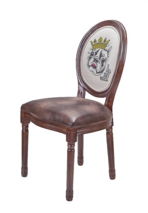 Стул Mak-interior Volker King dog с обивкой из льна и экокожи, 50x54x100 см,  стиль классический
