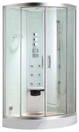 Душевая кабина Eago DZ951 F8 белое стекло четверть круга, с гидромассажем