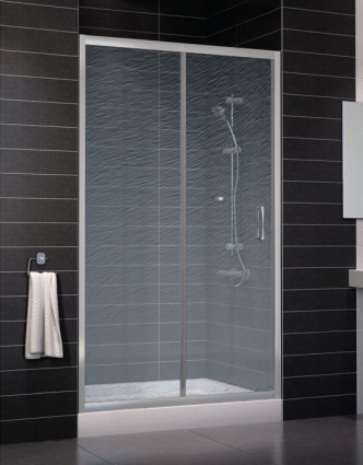 Душевая дверь в нишу Vegas Glass ZP 0115 07 02 стекло шиншилла, 115, раздвижная, профиль хром матовый