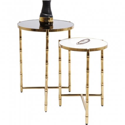 Комплект из двух столиков KARE DESIGN Bamboo с золотым основанием, 45x45x58 см,  стиль классический