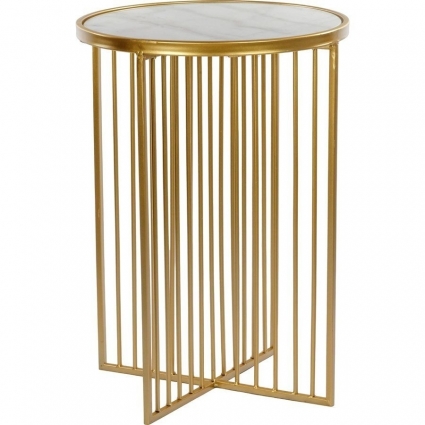 Cтолик GLASAR кофейный из металла и мрамора 40x40x56 см,  стиль современный