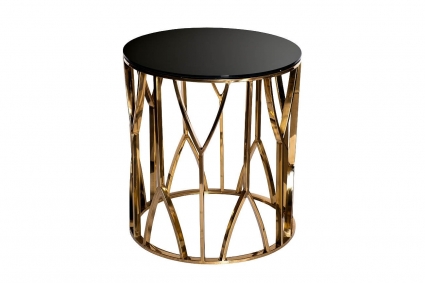 Кофейный столик Garda Decor со столешницей из черного стекла  50x50x55 см,  стиль современный