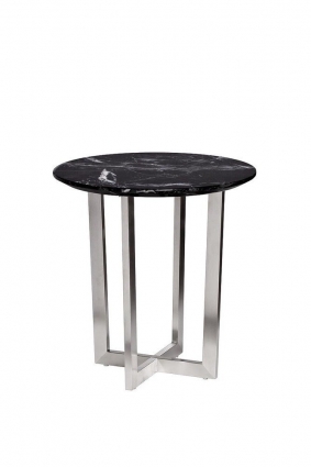 Столик Garda Decor журнальный черный (искусственный мрамор) 55x55x57 см,  стиль классический