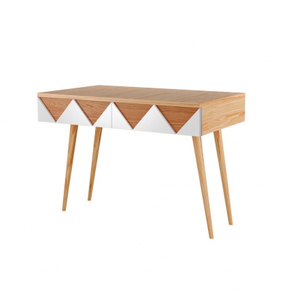 Консоль Woodi Woo Desk с узором белого цвета, с ящиками,  стиль скандинавский