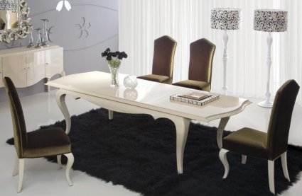 Стол обеденный раздвижной Fratelli Barri Roma жемчужного цвета 205x100x76 см,  стиль классический